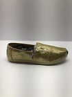 Toms Classic Gold Glitter Slip On Canvas Shoes Size Y5 Brand New With Box