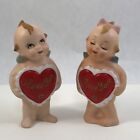 Vintage Kewpie Valentine Heart Porcelain Girl Boy Figurines 3.25” Japan 7775