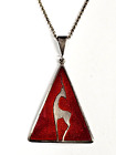 Aksel Holmsen- Norwegian Silver & Red Enamel Oryx Necklace