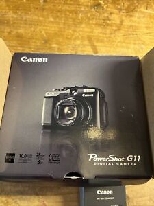 Canon PowerShot G11 10.0MP Digital Camera Black w/ Card Charger Strap