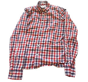 Abercrombie & Fitch Flannel Shirt Mens Sz XL Muscle Red Blue Plaid stripe check
