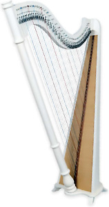 Sturgis Midwest 42 Strings White Celtic Irish Lever Harp with Extra Strings and