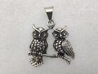 Vintage Sterling Silver 925 Handcrafted Lovebird Owls Necklace Pendant 11g