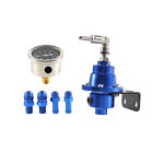 ⭐Aluminum Universal Adjustable Fuel Pressure Regulator + Gauge+ Fitting Kit Blue