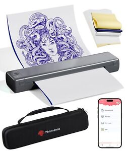 Phomemo Bluetooth Thermal Tattoo Transfer Stencil Printer + Case + 10pcs Stencil