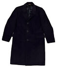 Baskin Top Coat Men 42 44 VTG Blue Cashmere Merino Wool Union Made USA Overcoat