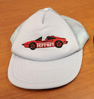 FERRARI Vintage Trucker Cap Gray Embroidered Red Race Car Snapback Mesh