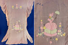 New ListingVintage Pink Cotton Hand Embroidered Applique Southern Belle Boudoir Bedspread
