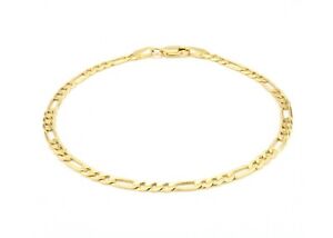 Solid 14K Yellow Gold Figaro Link Chain Bracelet 3.5mm - 7