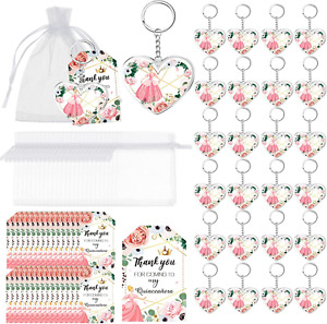 38 Sets Quinceanera Party Favors for Guests Pink Heart Keychain Quinceanera Gift