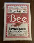 BEE Jumbo Index Playing Cards Deck - Casino Quality - Club Special - Vintage Red
