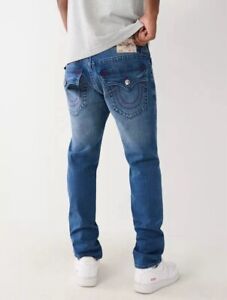 True Religion Jeans Men's Rocco SN Flap Skinny Blue Size 34x32
