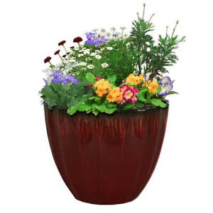 Resin Planter, 12.2x 12.2 x 9.5in, Plant Pot Planter,Outdoor Indoor Planter Box