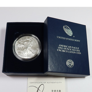 2018 W BURNISHED UNC - 1 oz Silver Eagle SAE with Box & COA - Coin $1 #47685P
