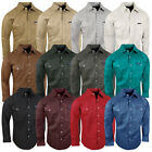 Twill Western Shirt Mens Workwear Cotton Triple Snap Cuffs Embroidered Pockets