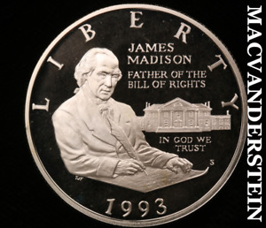 1993-S James Madison Commemorative Silver Half Dollar - Gem Proof Lustrous #V751