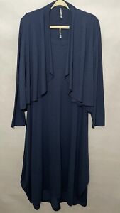 nyah Womens Maxi Dress Open Front Sweater Set Blue Size Medium
