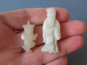 2 CHINESE WHITE JADE SMALL FIGURES ----- QING -- 19TH CENTURY