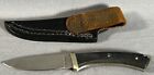 KA-BAR 1227 Stainless Fixed Blade KNIFE +Black Leather Sheath Cleveland Ohio USA