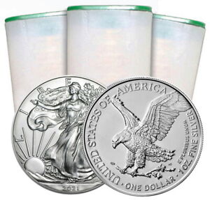 2021 - ***TYPE-2*** SILVER EAGLE ROLL ***SEALED TUBE*** FIRST STRIKE WHITE COINS
