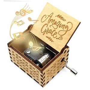 New ListingWooden Music Box – Amazing Grace Music Score Music Box, Baptism Gifts, Brown04