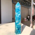 324g Natural Blue Apatite Quartz Crystal Obelisk Wand Point Healing P634