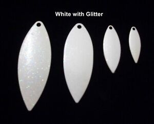Willow Spinnerbait Blades (5 count)  WHITE with GLITTER  4 sizes to choose from