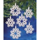 The Beadery BEADED CHRISTMAS ORNAMENT Craft KIT 7335 Pearl Snowflakes Makes 12