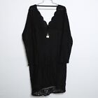 Express Floral Lace V Neck Long Sleeve Dress - Black - Women's Size XL