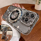 For iPhone 15 14 Pro Max 13 12 11 Luxury Glitter Diamond Magsafe Ring Phone Case