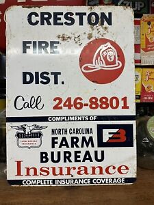 VINTAGE NORTH CAROLINA FARM BUREAU SIGN Fireman Creston North Carolina Ashe Co
