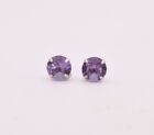 February Birthstone Purple Amethyst Stud Earrings 6mm 1.50 cttw in 925 Silver