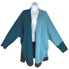 Chico's Color Block Ruana Poncho Sweater Womens L/XL Rayon Blend CJ-1590