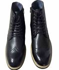 Bruno Marc Men's Bergen Ankle Wingtip Oxford Dress Boots Size 12 Black Side Zip
