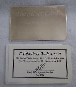 2021 1 Oz Pyromet Silver Card .999 Fine (W Sleeve/COA)