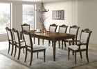 9 PC FORMAL 7' CHESTNUT DINING TABLE GREY FABRIC CHAIR DINING ROOM FURNITURE SET