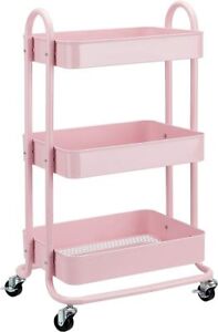3-Tier Rolling Utility or Kitchen Cart - Dusty Pink