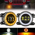 4inch LED Fog Lights White DRL & Amber Turn Signal Light For Jeep Wrangler JK LJ (For: Jeep Wrangler)