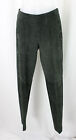 Akris Women's Army Green 100% Lamb Suede Leather Mid Rise Pull On Pants Size 6