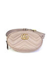Gucci Womens Zip Top GG Quilted Marmont Belt Bag Nude Gold Tone Leather