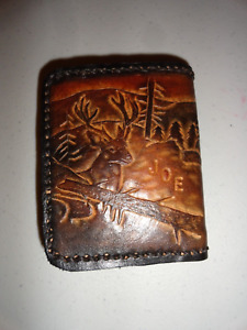 Vintage Boys / Men's Leather Wallet Buck & Trees with name JOE