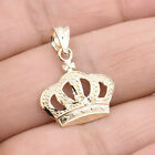Textured Nugget Style Crown Pendant Charm Real Solid 10K Yellow Gold ALL SIZES