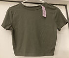 NWT Wild Fable Olive Green Short Sleeve Crop Top M Juniors