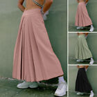 Fashion Men Pleated Flared Long Skirts Casual Loose A-Line Skirt Maxi Dress Plus