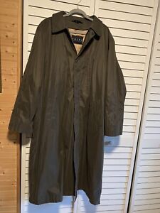 RALPH Ralph Lauren Trench Coat Mens 46L Long Brown Full Zip Snap Wool Lining