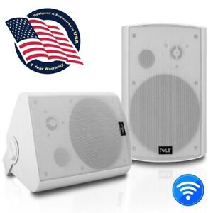 Pyle PDWR61BTWT Wall Mount Waterproof & Bluetooth Speakers, 6.5 Indoor/Outdoor