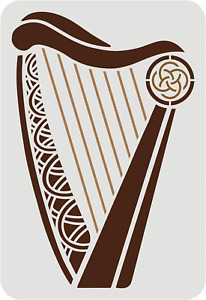 Celtic Irish Harp Stencil 11.7X8.3 Inch Musical Instrument Mylar DIY Art Craft T
