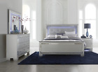 NEW Silver Gray Light LED Queen King 4PC Bedroom Set Modern Furniture Bed/D/M/N