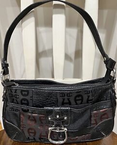 Vintage Etienne Aigner Handbag Shoulder Bag Leather Patchwork Black Bronze