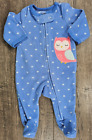 Baby Girl Clothes Carter's Newborn Fleece Periwinkle Owl Footed Outfit